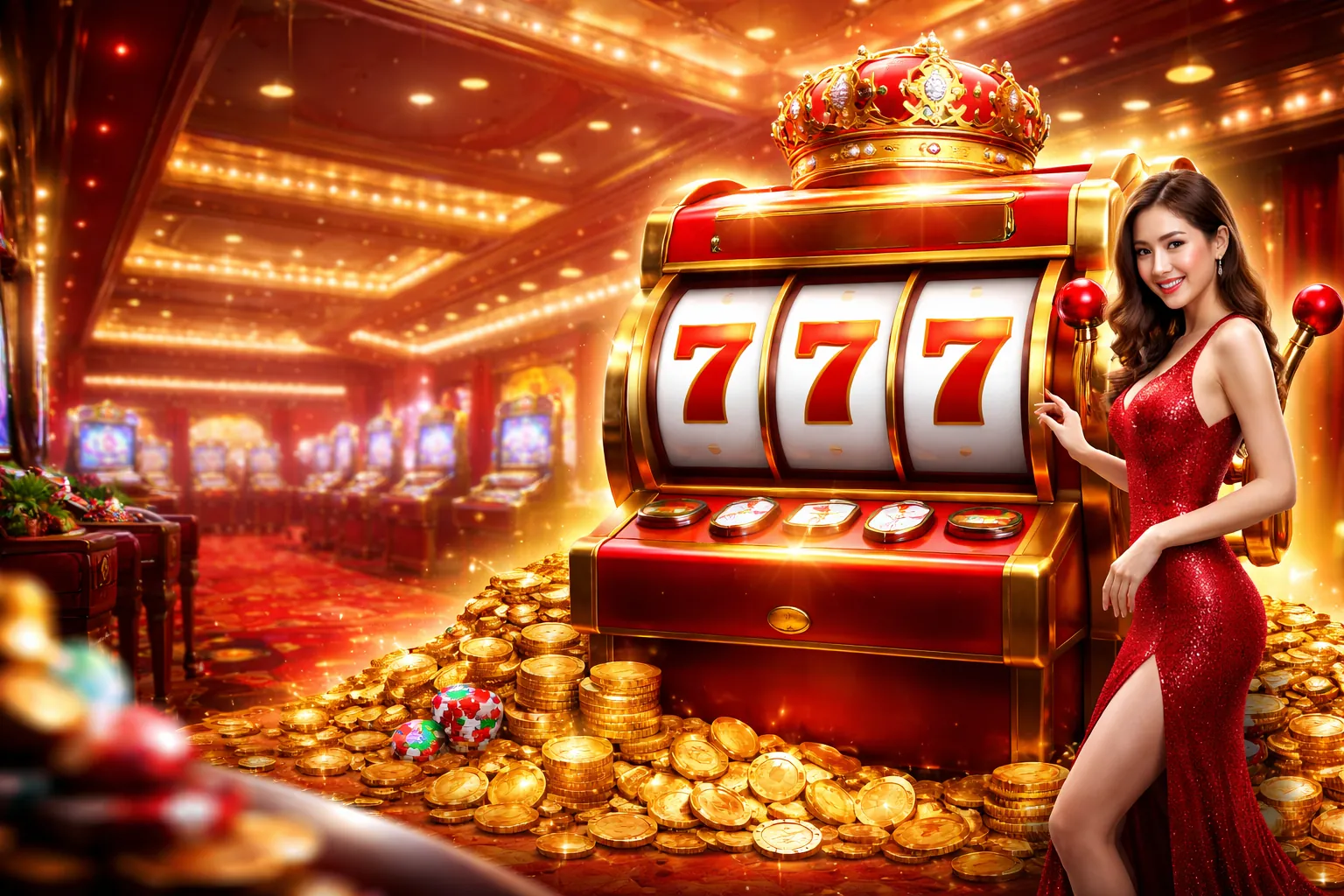 Hình ảnh chính trò chơi Slot HM88 APP với biểu tượng jackpot và tiền vàng